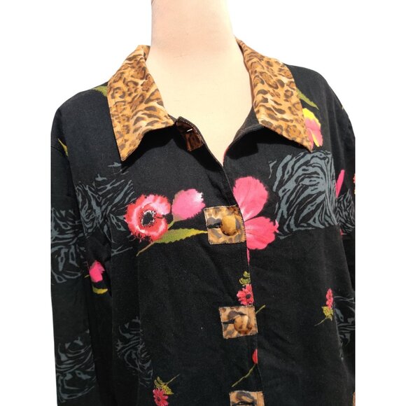 Great Cavalier XL Womens Jacket Vintage Floral Leopard Print Y2K 90s Maximalist - Picture 2 of 12